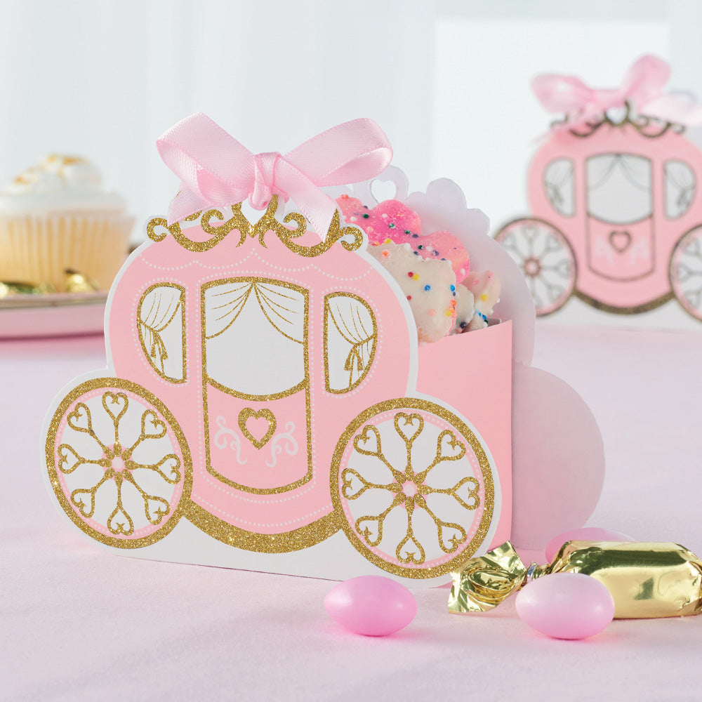 Princess Carriage Paper Party Boxes X8