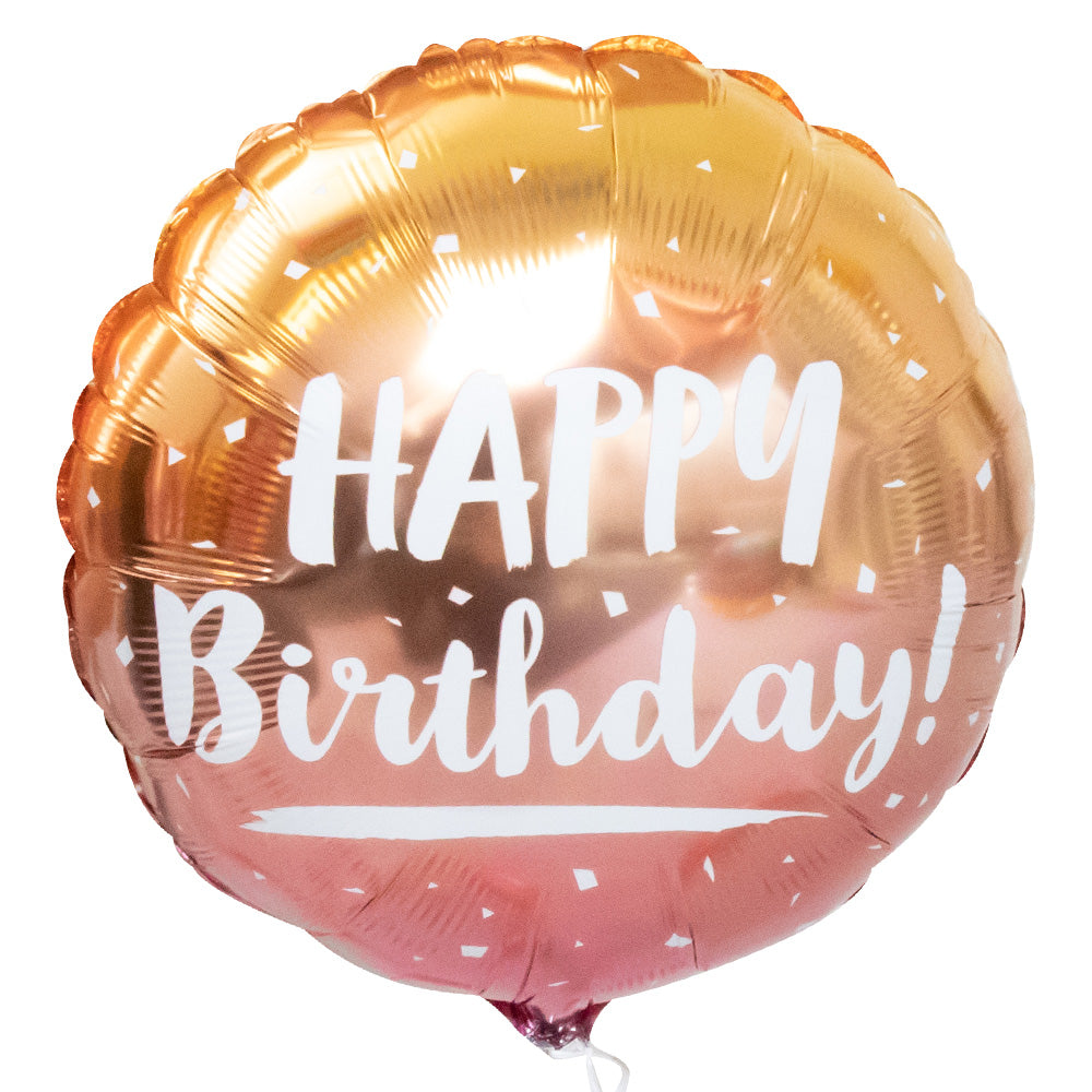 Click to view product details and reviews for Happy Birthday Foil Balloon Rose Gold Ombre.