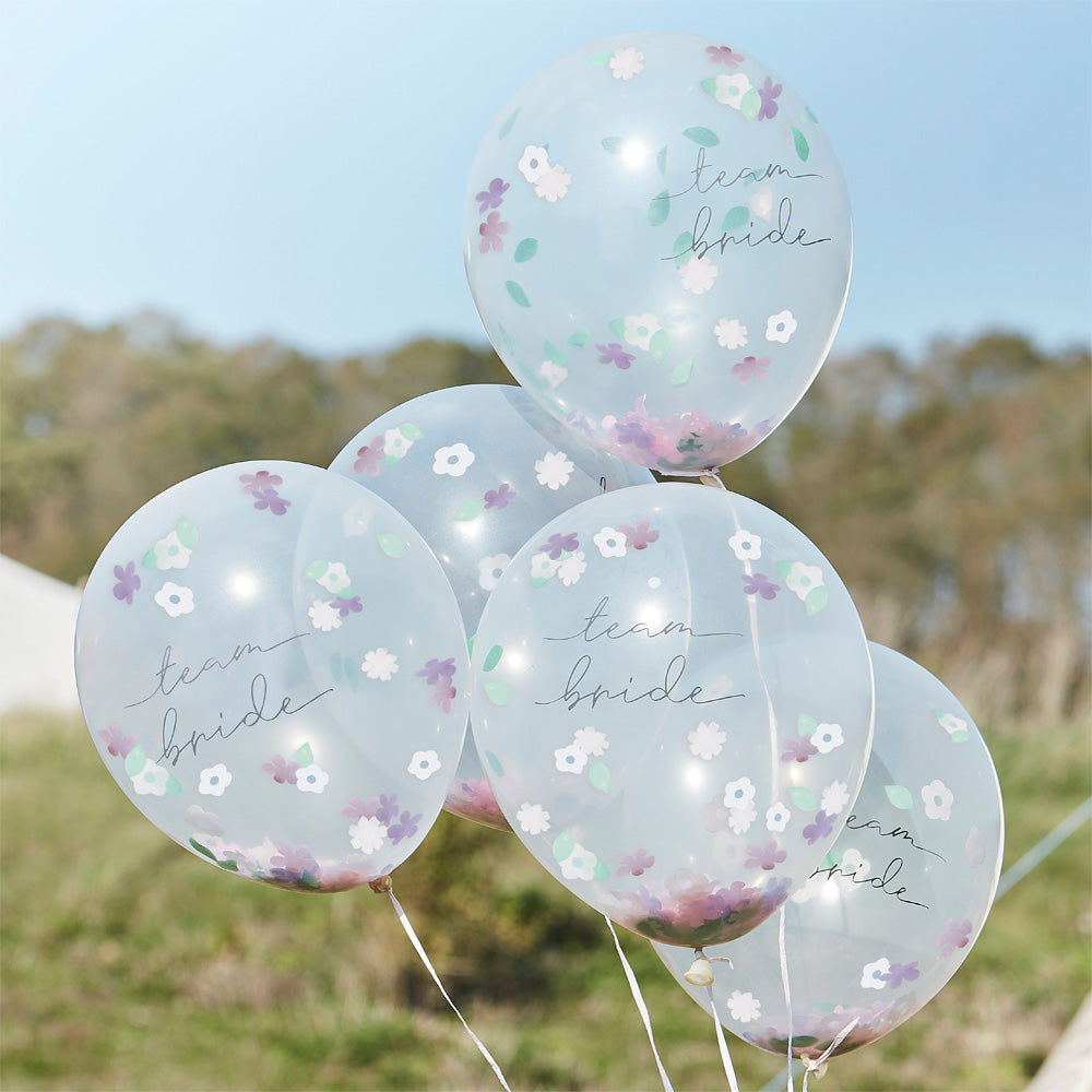 Boho Bride Flower Latex Confetti Balloons X5