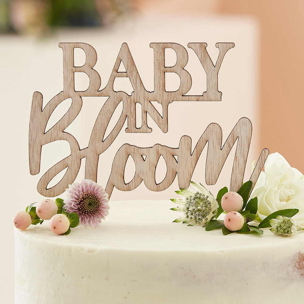 Baby In Bloom Wooden Cake Topper