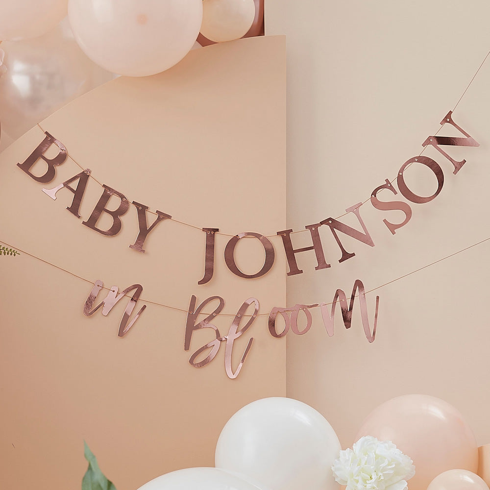 Click to view product details and reviews for Baby In Bloom Customisable Foiled Bunting.