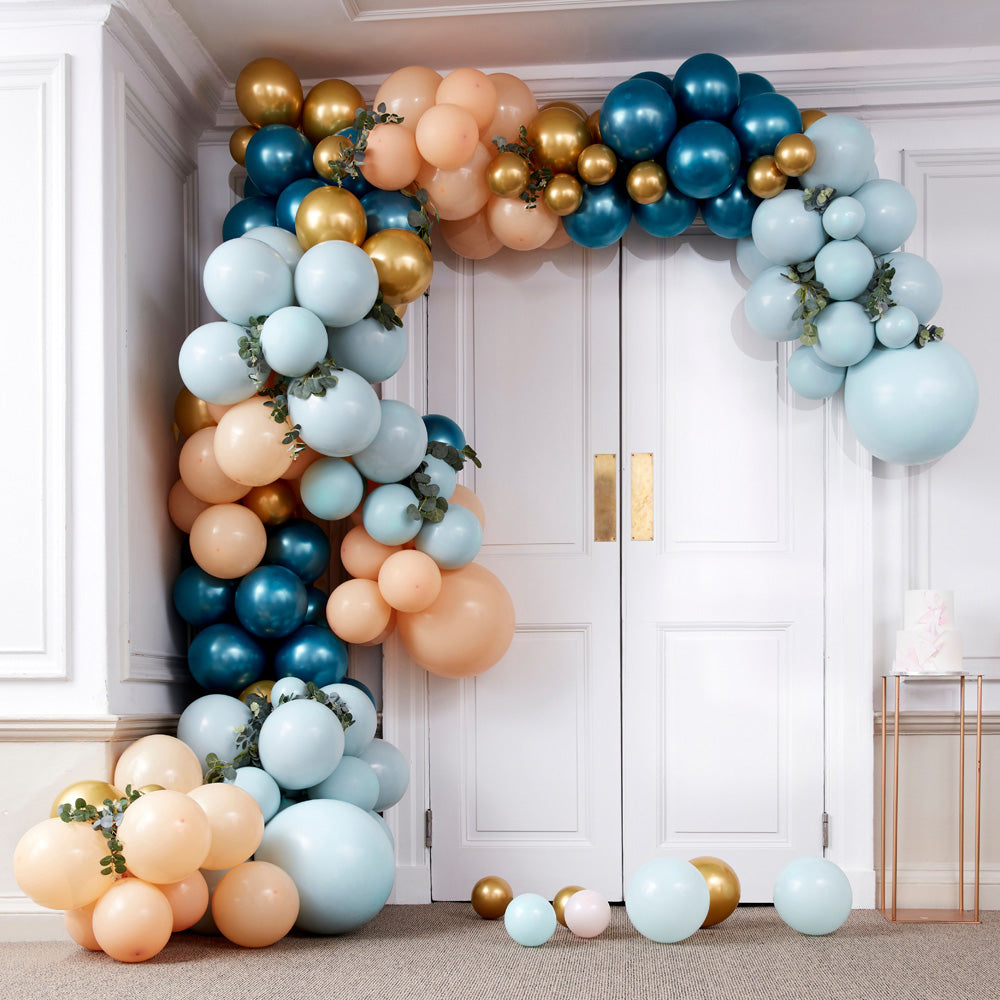 Click to view product details and reviews for Balloon Arch Large Greens Gold Chrome.