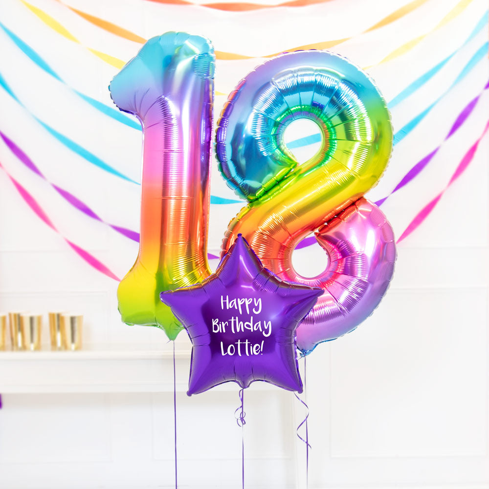 Click to view product details and reviews for 18th Birthday Balloons Personalised Inflated Balloon Bouquet Rainbow.