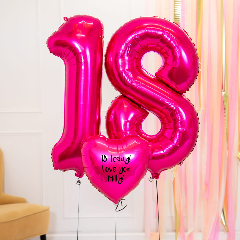 Click to view product details and reviews for 18th Birthday Balloons Personalised Inflated Balloon Bouquet Pink.
