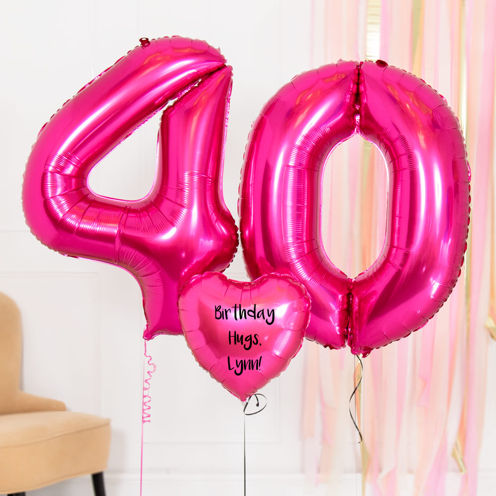 Click to view product details and reviews for 40th Birthday Balloons Personalised Inflated Balloon Bouquet Pink.