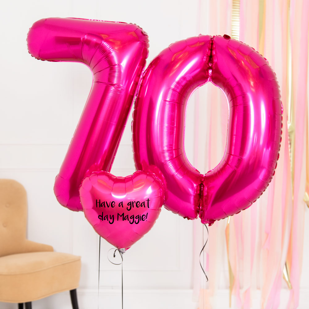 Click to view product details and reviews for 70th Birthday Balloons Personalised Inflated Balloon Bouquet Pink.