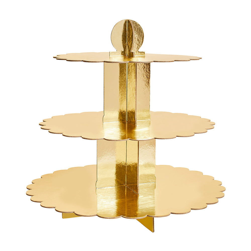 Click to view product details and reviews for Three Tier Scallop Edge Cake Stand Gold.