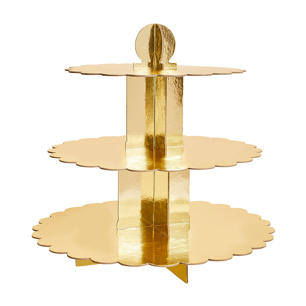 Three Tier Scallop Edge Cake Stand Gold