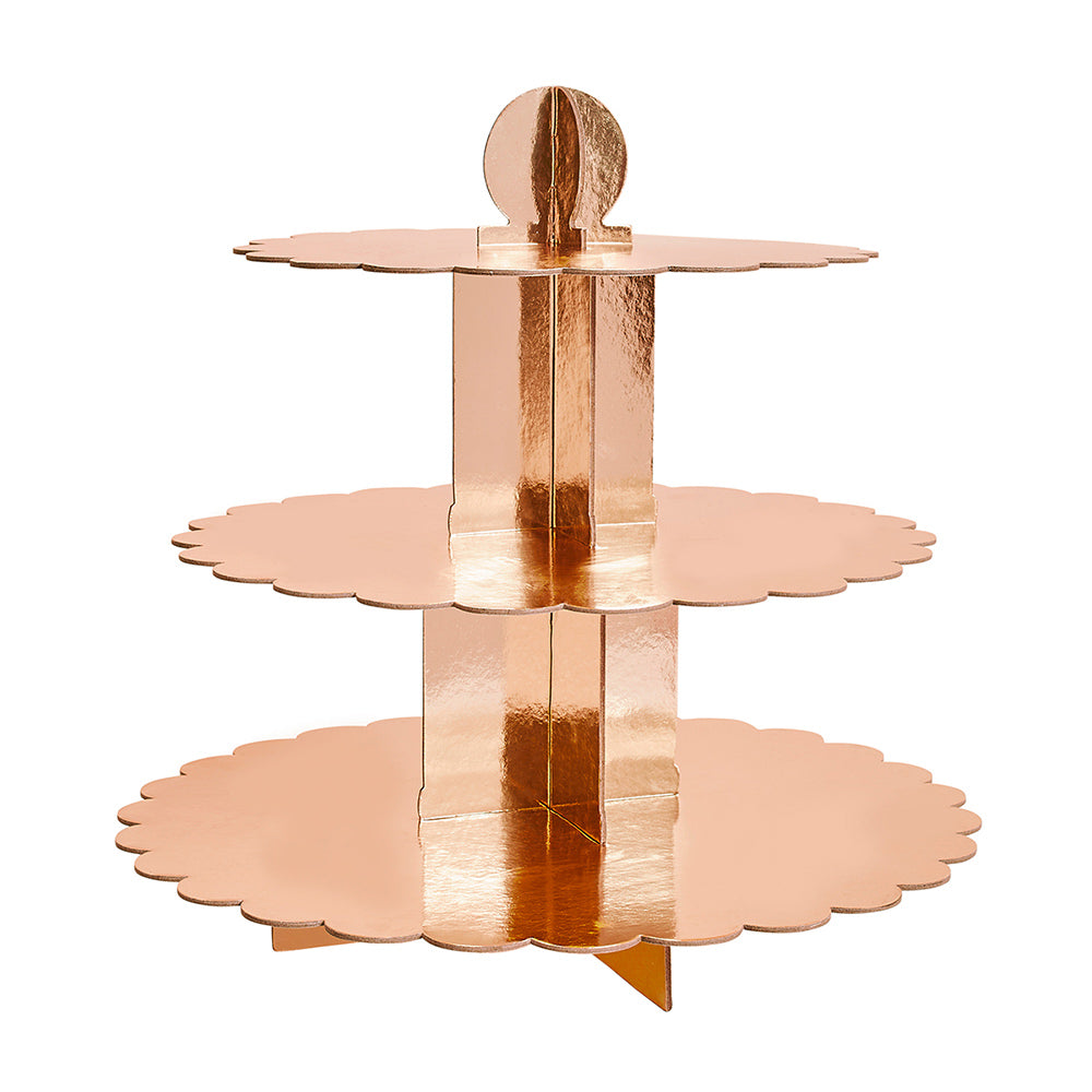 Three Tier Scallop Edge Cake Stand Rose Gold