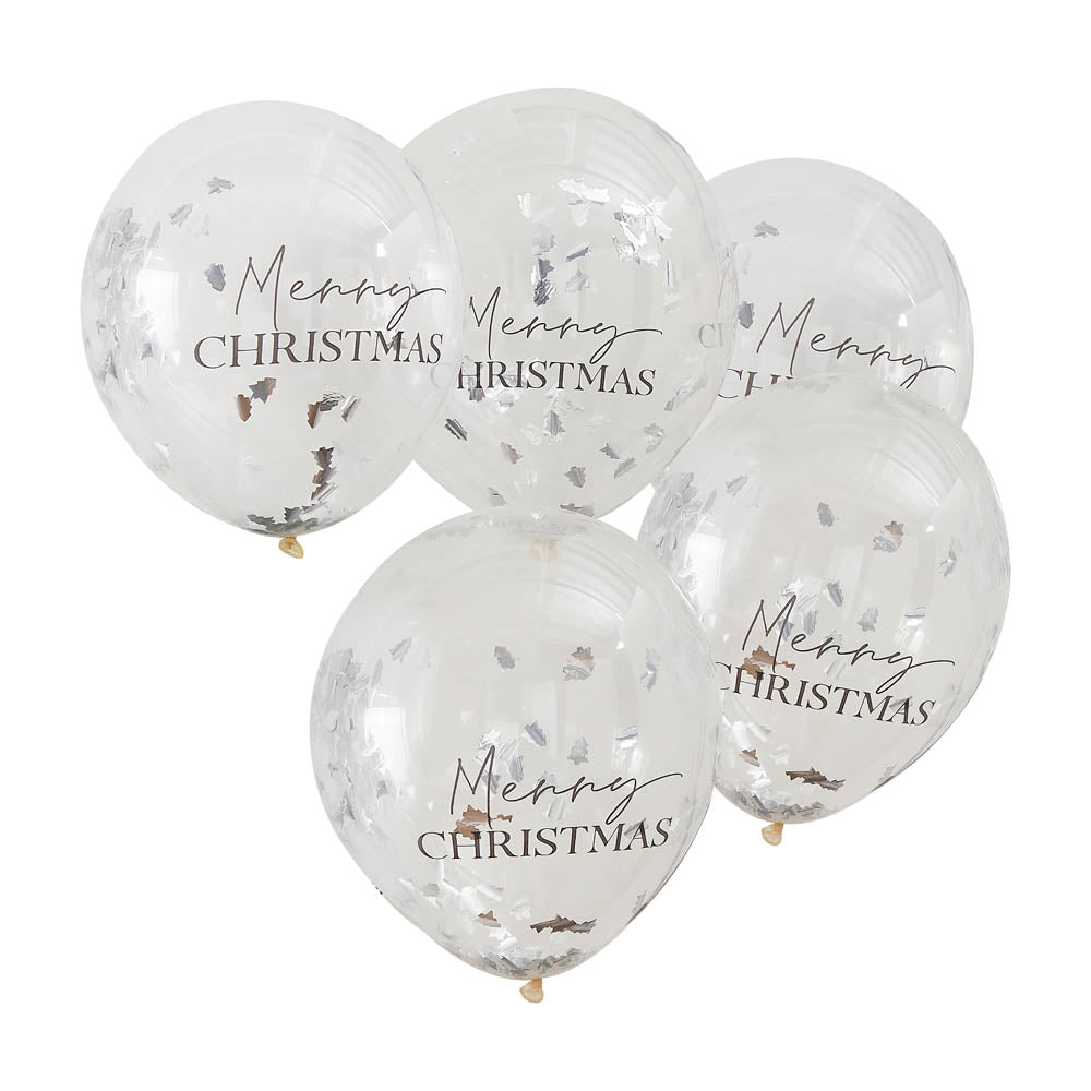 Merry Christmas Confetti Balloons Silver