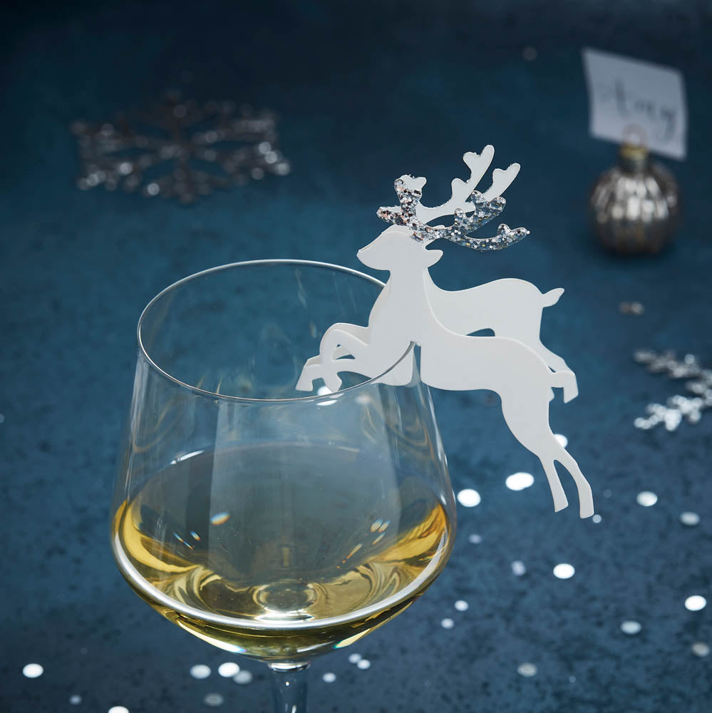 Click to view product details and reviews for Silver Glitter Reindeer Glass Decorations.