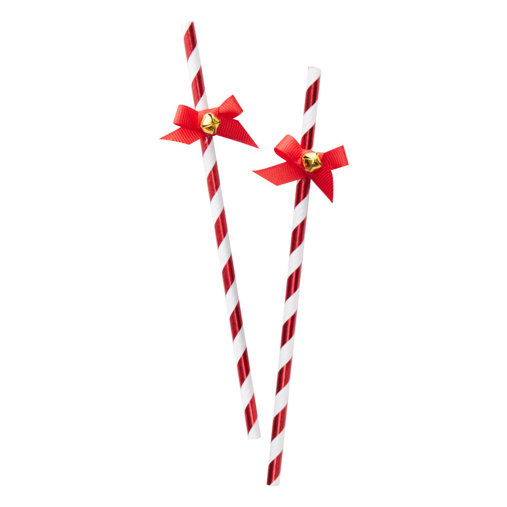 Striped Paper Straws With Bells