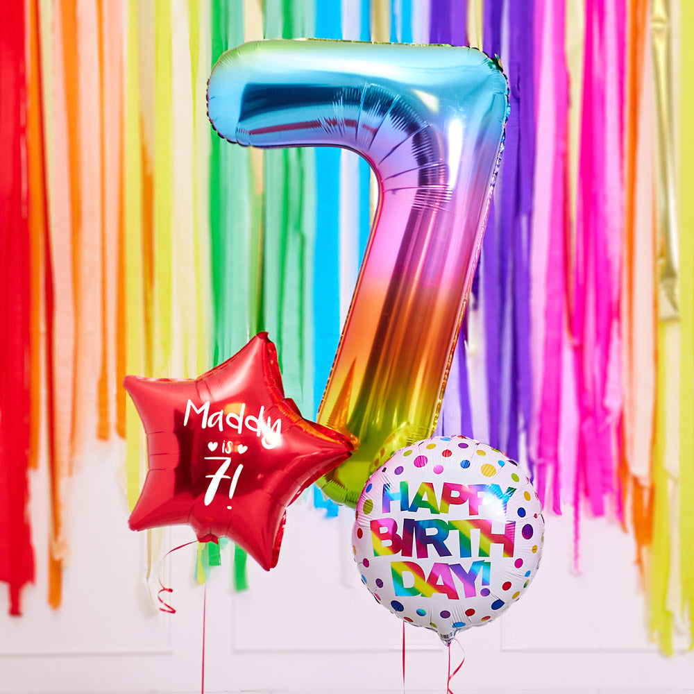 Click to view product details and reviews for 7th Birthday Inflated Balloon Bunch – Rainbow.