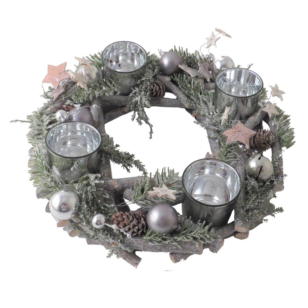 Wreath Candle Holder Silver