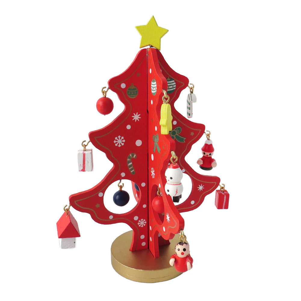 Wooden Tree Decoration Red