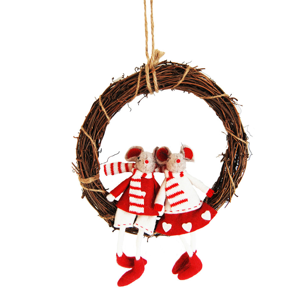 Red Mice Wreath Hanging Decoration