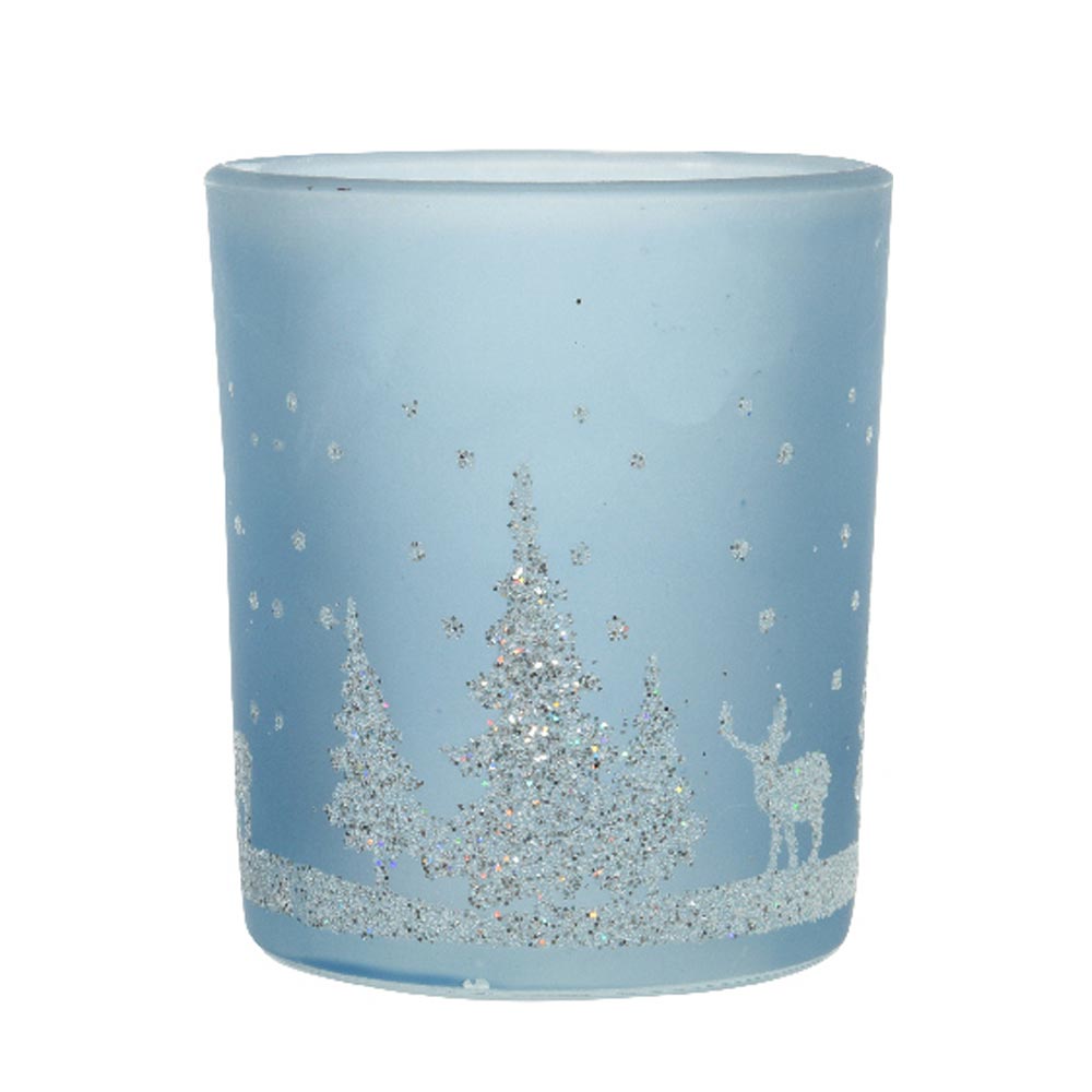 Click to view product details and reviews for Tealightholder Matt Glass With Glitter Scenery Sky Blue.