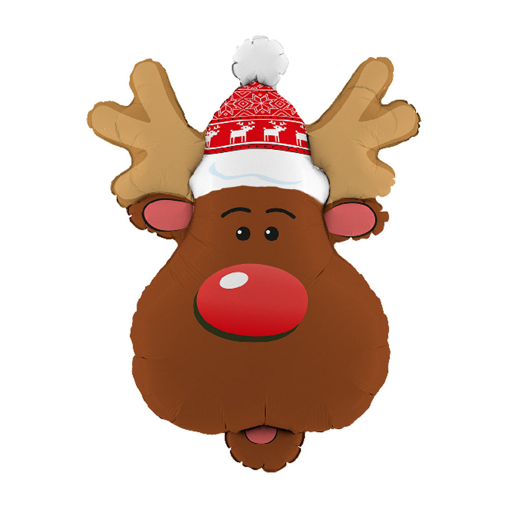 Smiley Reindeer Head Balloon