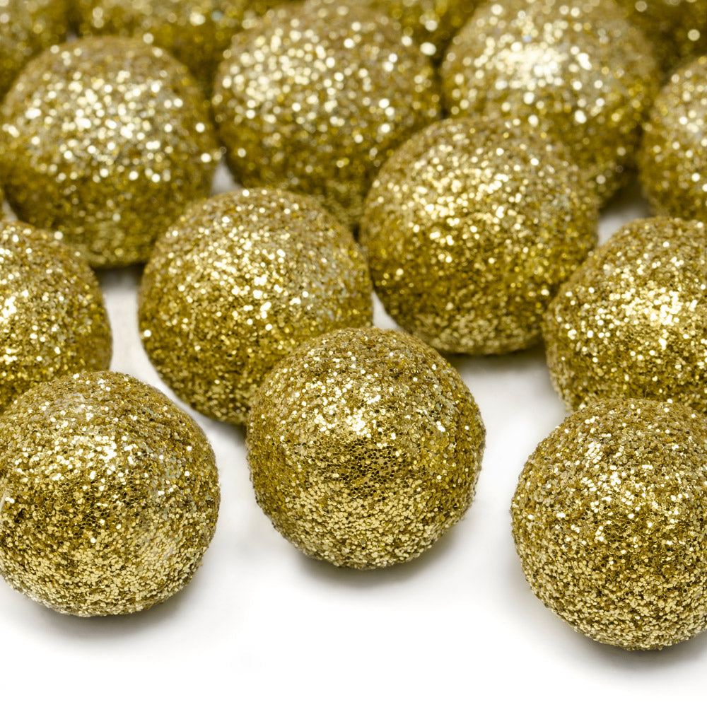 Click to view product details and reviews for Gold Glittery Ball Decorations X25.