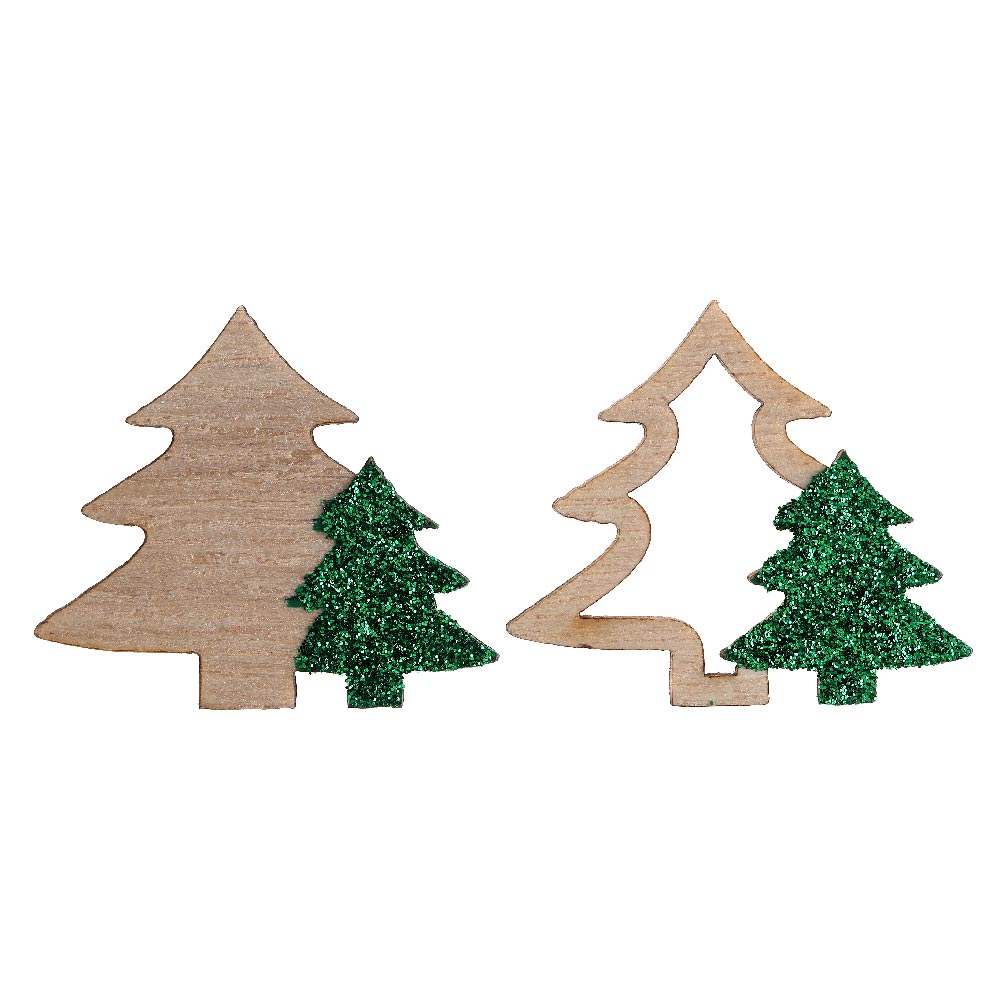 Glitter Fir Tree Scatter Green X10