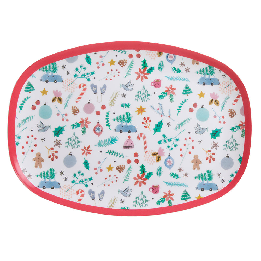 Christmas Print Melamine Rectangular Plate