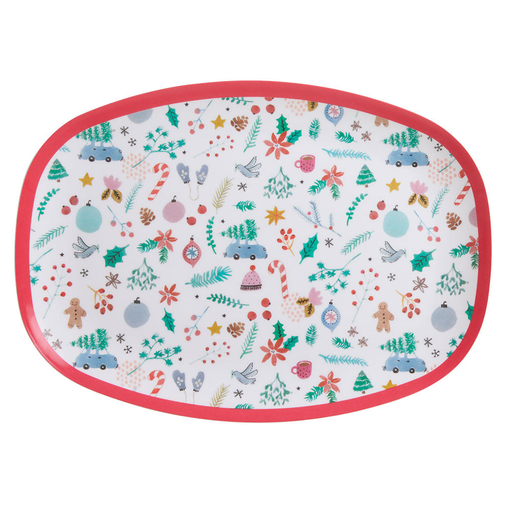 Click to view product details and reviews for Christmas Print Melamine Rectangular Plate.