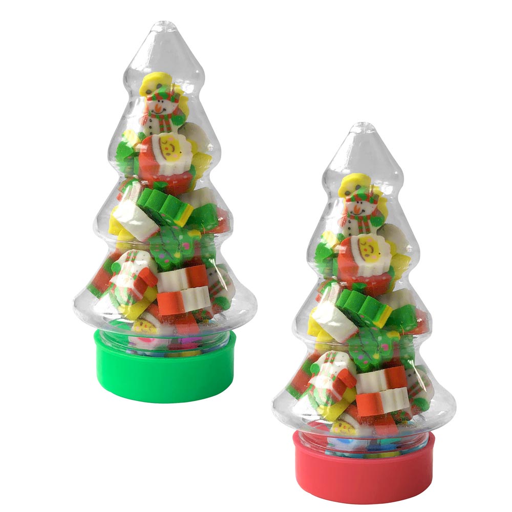 Christmas Tree Mini Eraser Tub