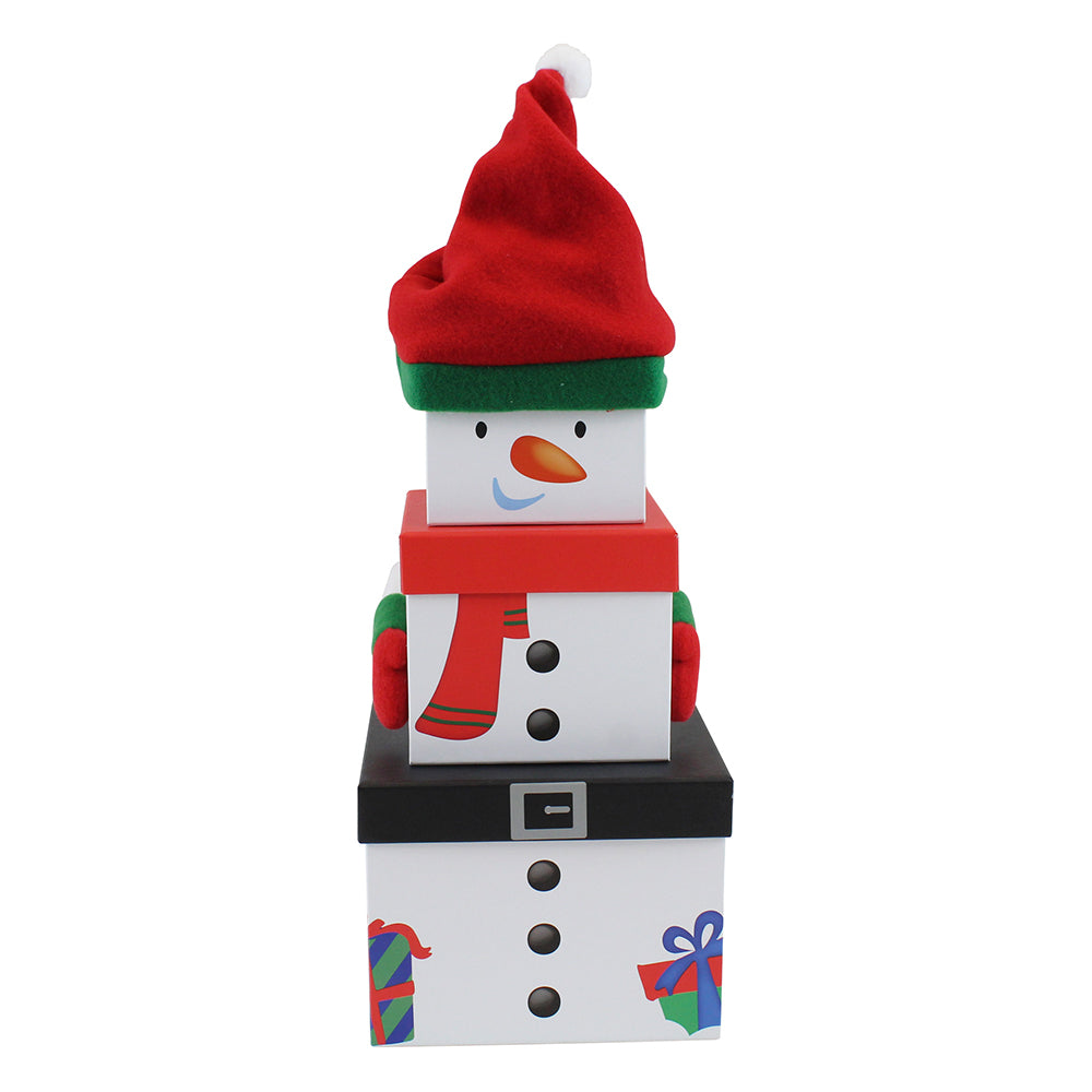 Stackable Snowman Gift Boxes X3