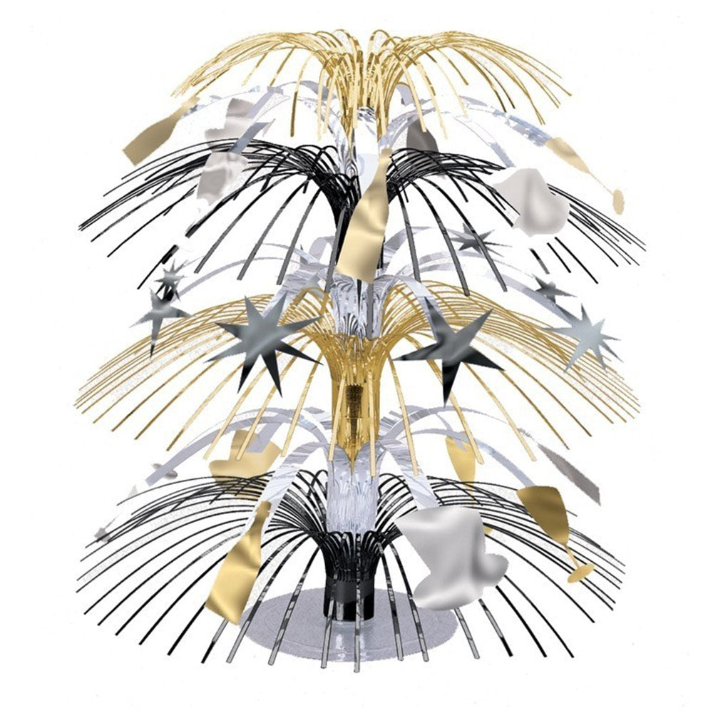 Click to view product details and reviews for Black Silver Gold Mini Cascade Centrepiece.