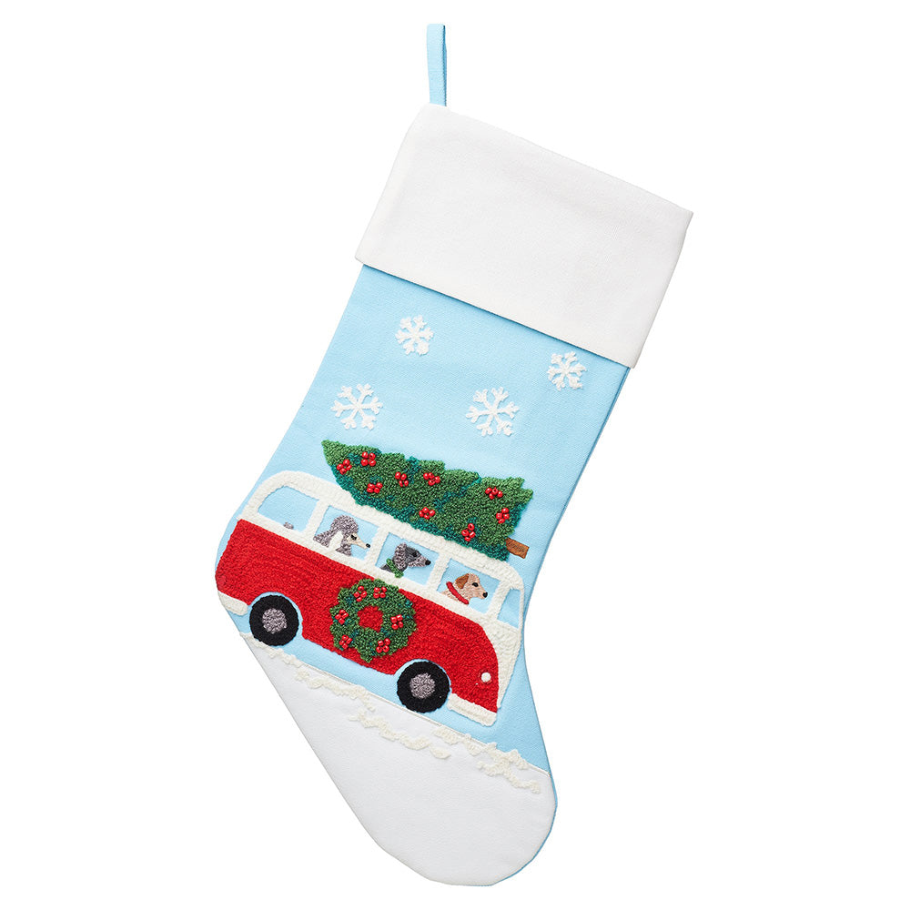 Dogs In Camper Van Embroidered Stocking
