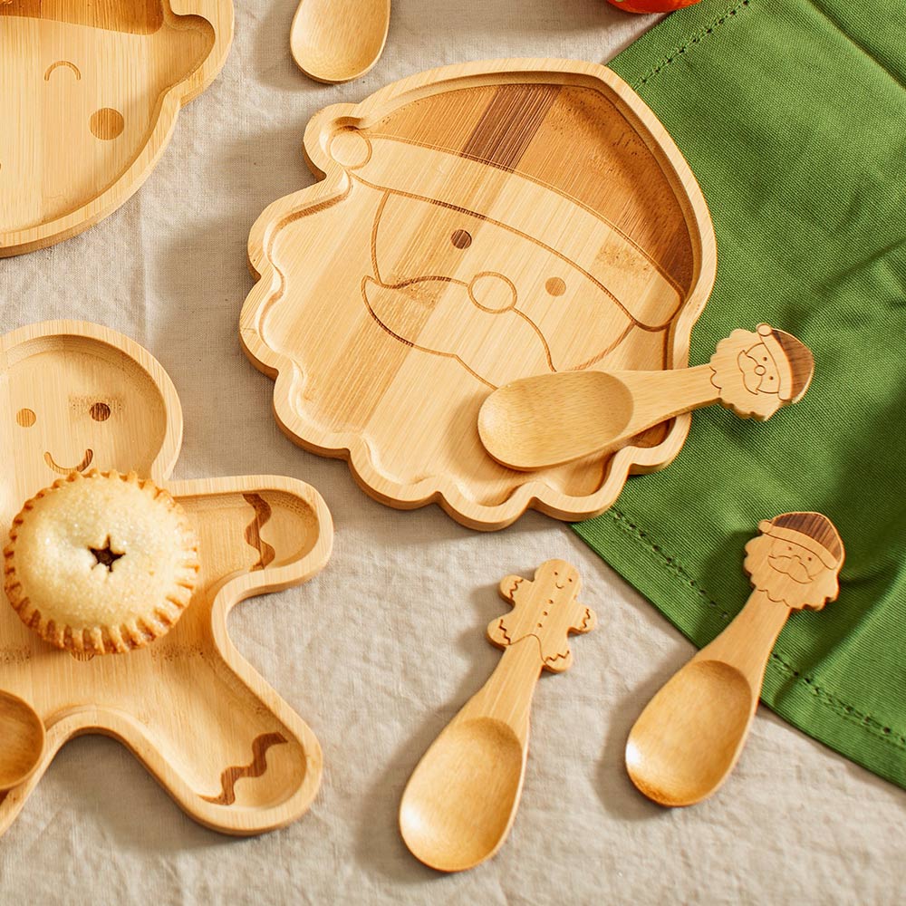 Bamboo Spoons Santa X3