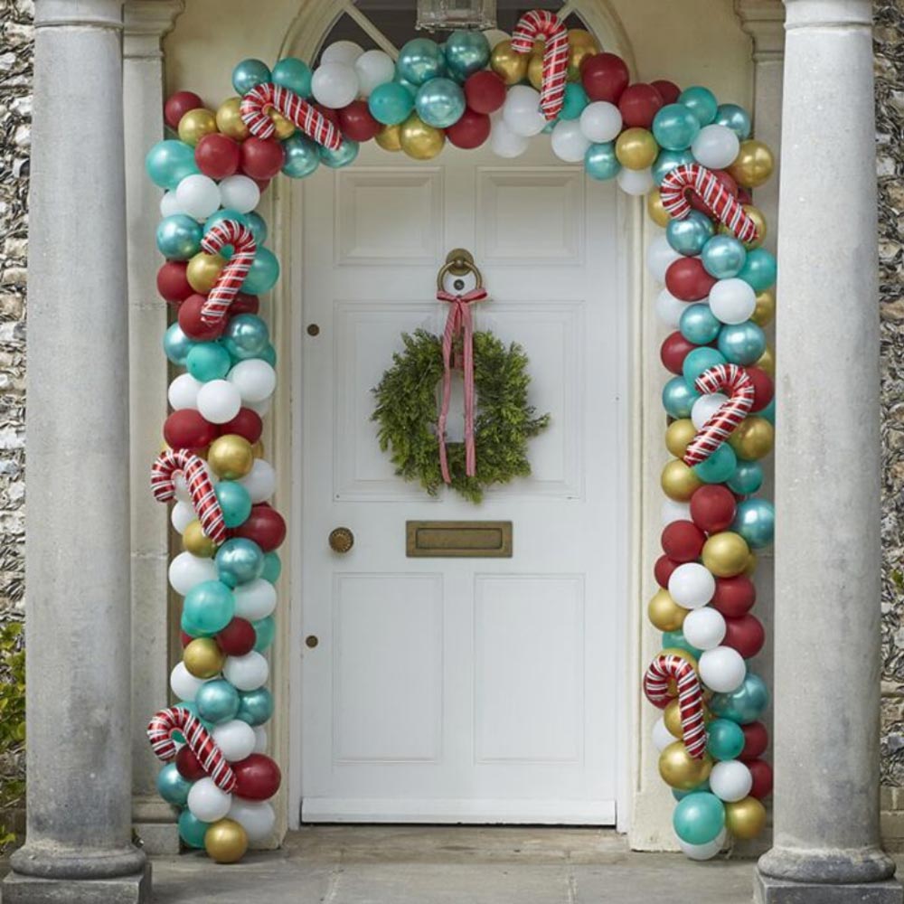 Click to view product details and reviews for Candy Cane Christmas Door Balloon Arch Kit.