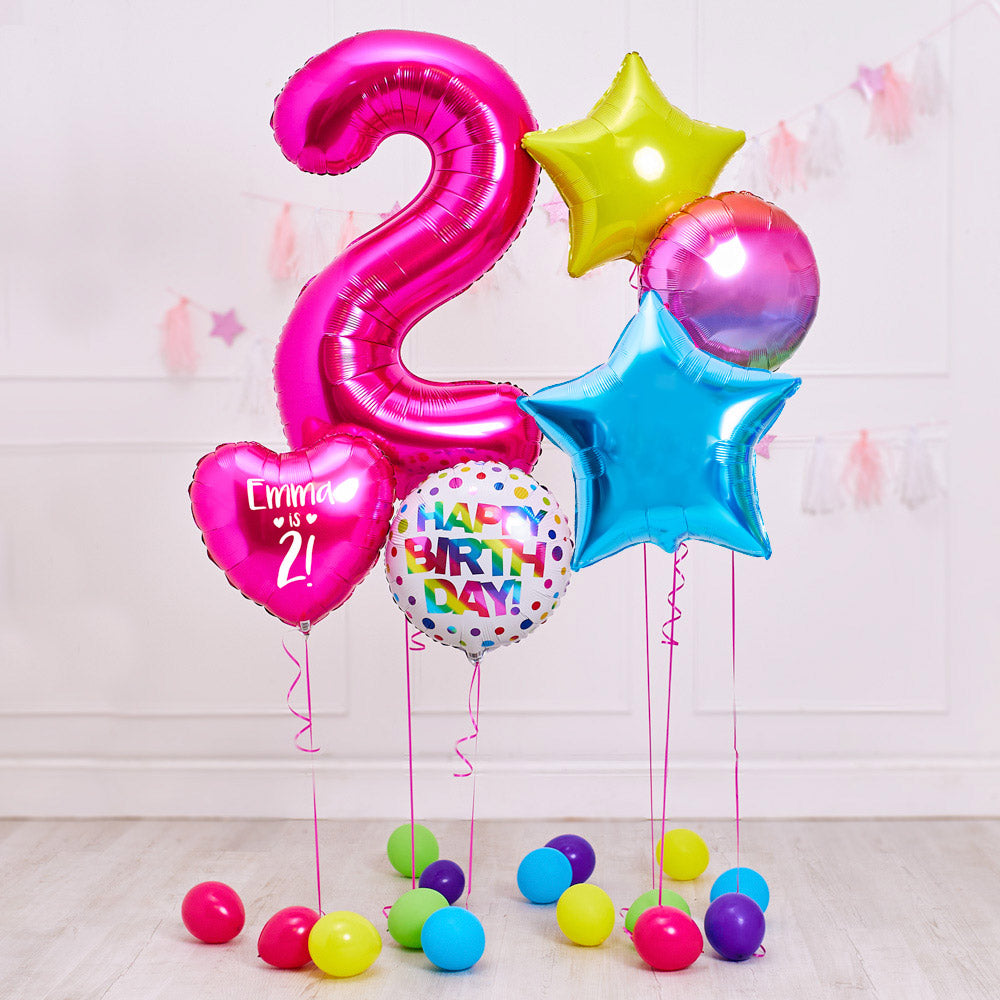 Click to view product details and reviews for Deluxe Personalised Balloon Bunch 2nd Birthday Pink.