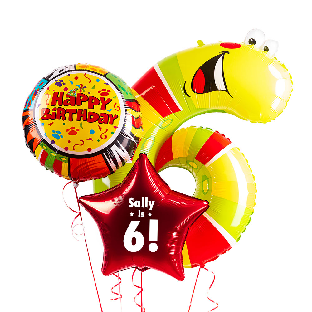6th Birthday Animaloon Balloon Bunch