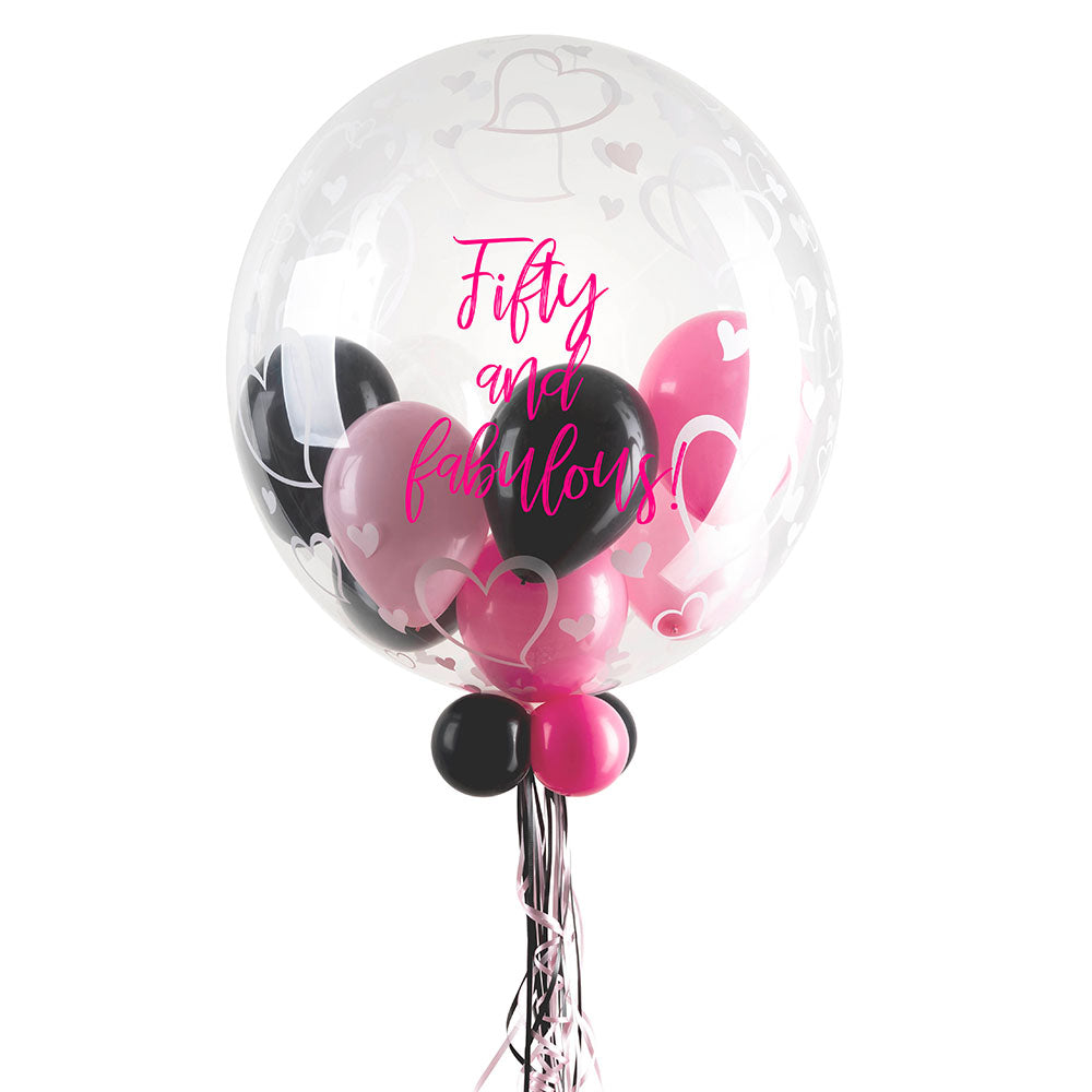 Personalised Bubble Balloon In A Box Stylish Hearts