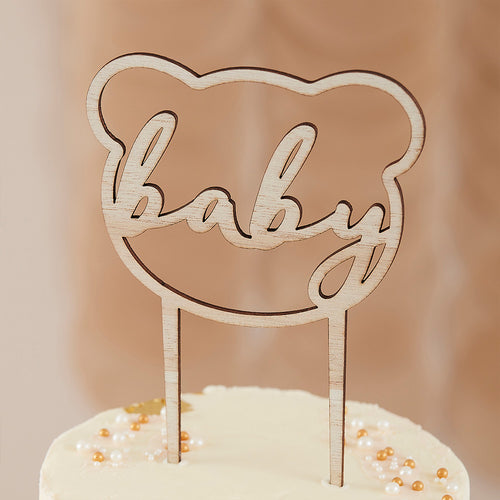 Botanical Wooden Hey Baby Cake Topper, Baby Shower Cake Ideas, Party  Supplies