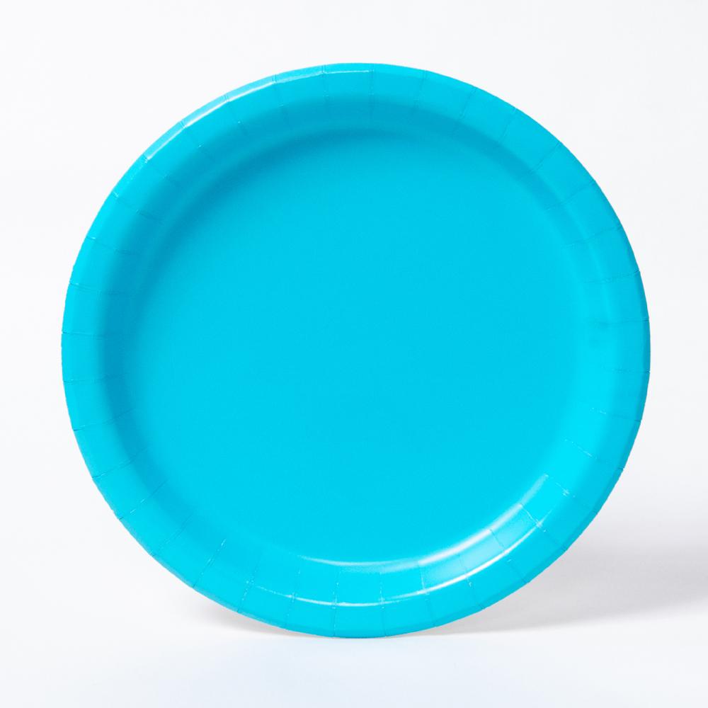 pale blue paper plates