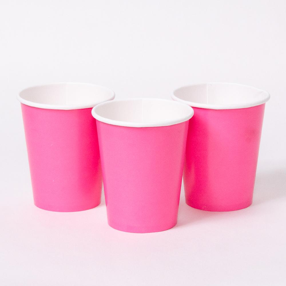 Paper Party Cups Bright Pink X8