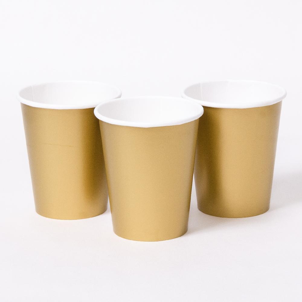 Paper Party Cups Gold X8