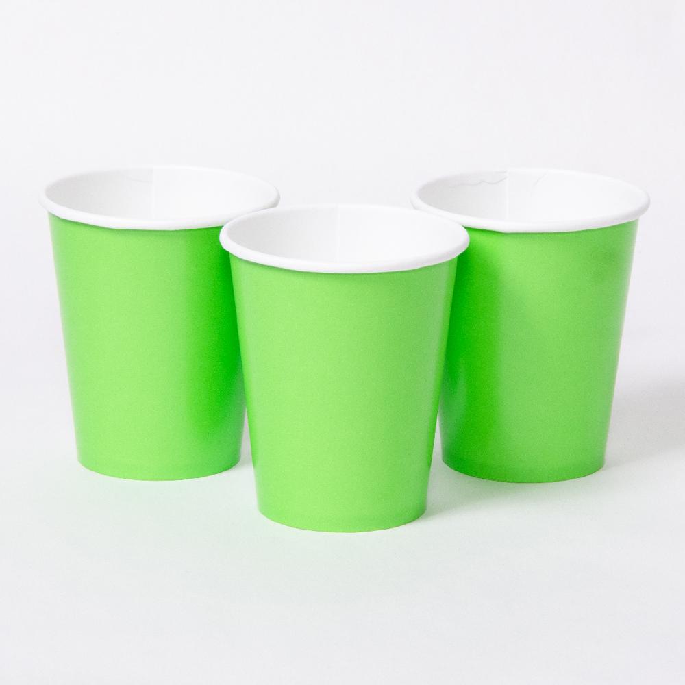 Paper Party Cups Green X8