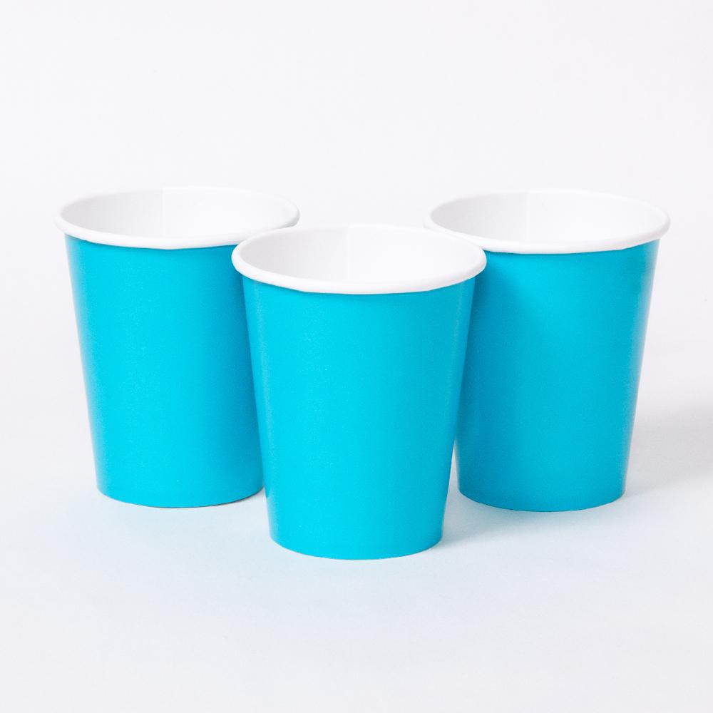 Paper Party Cups Turquoise X8