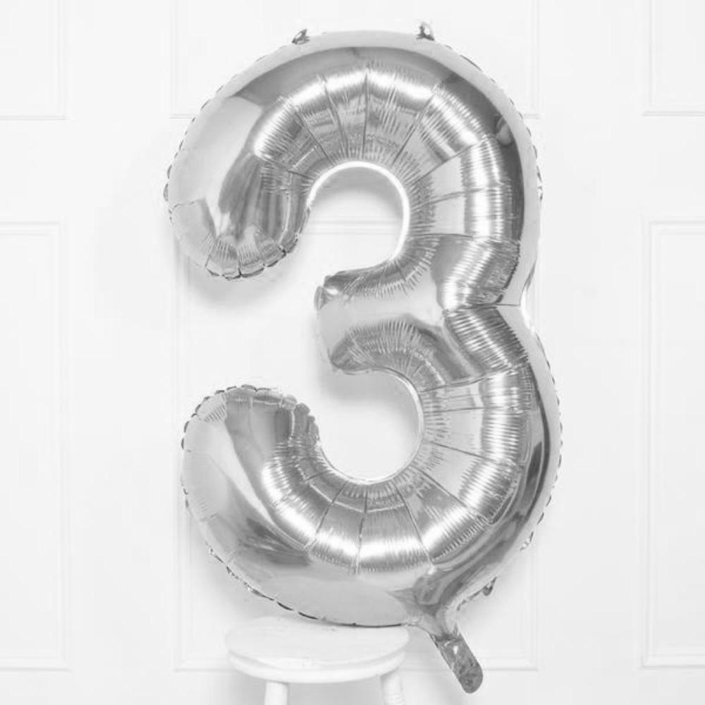 Click to view product details and reviews for Supershape Silver 34 Helium Balloon Number 3.