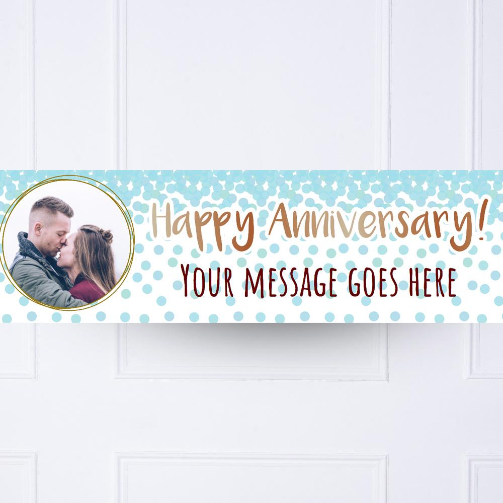 Click to view product details and reviews for Blue Confetti Anniversary Personalised Party Banner.