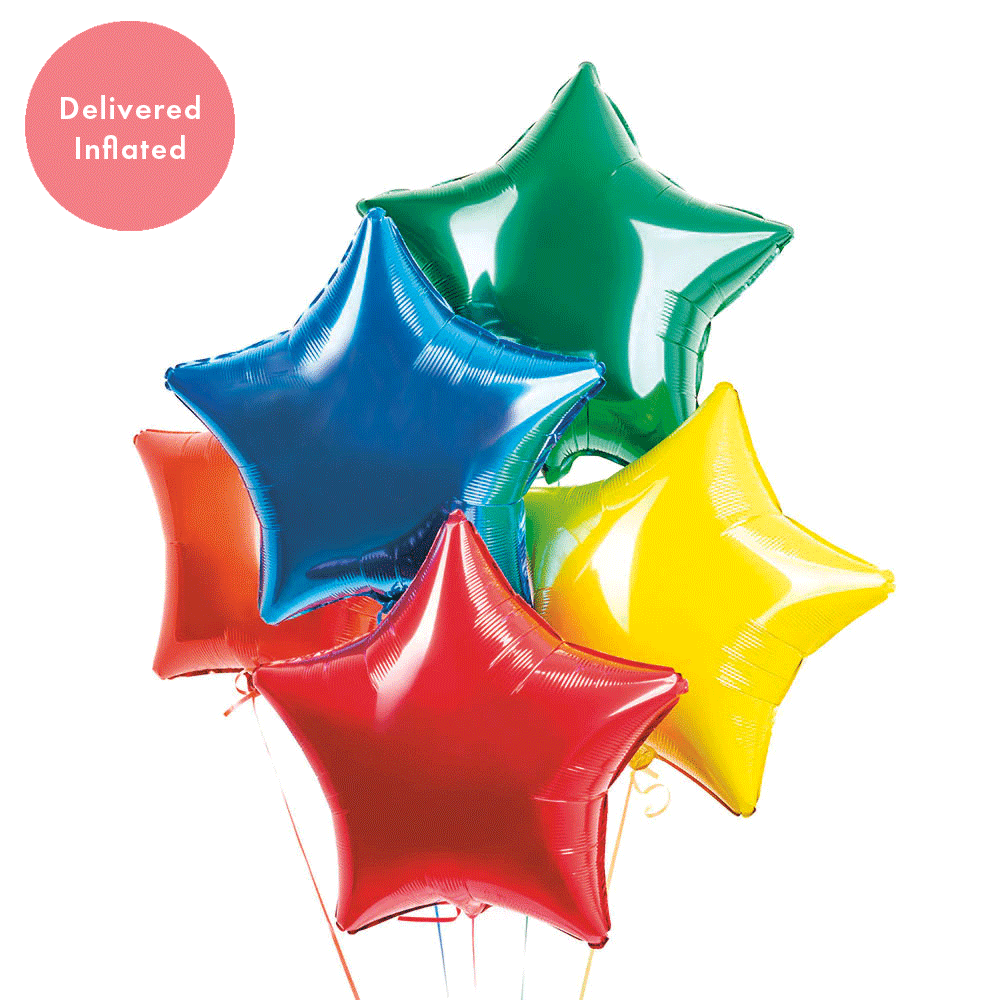 Image of Inflated Balloon Bunch - Rainbow Stars