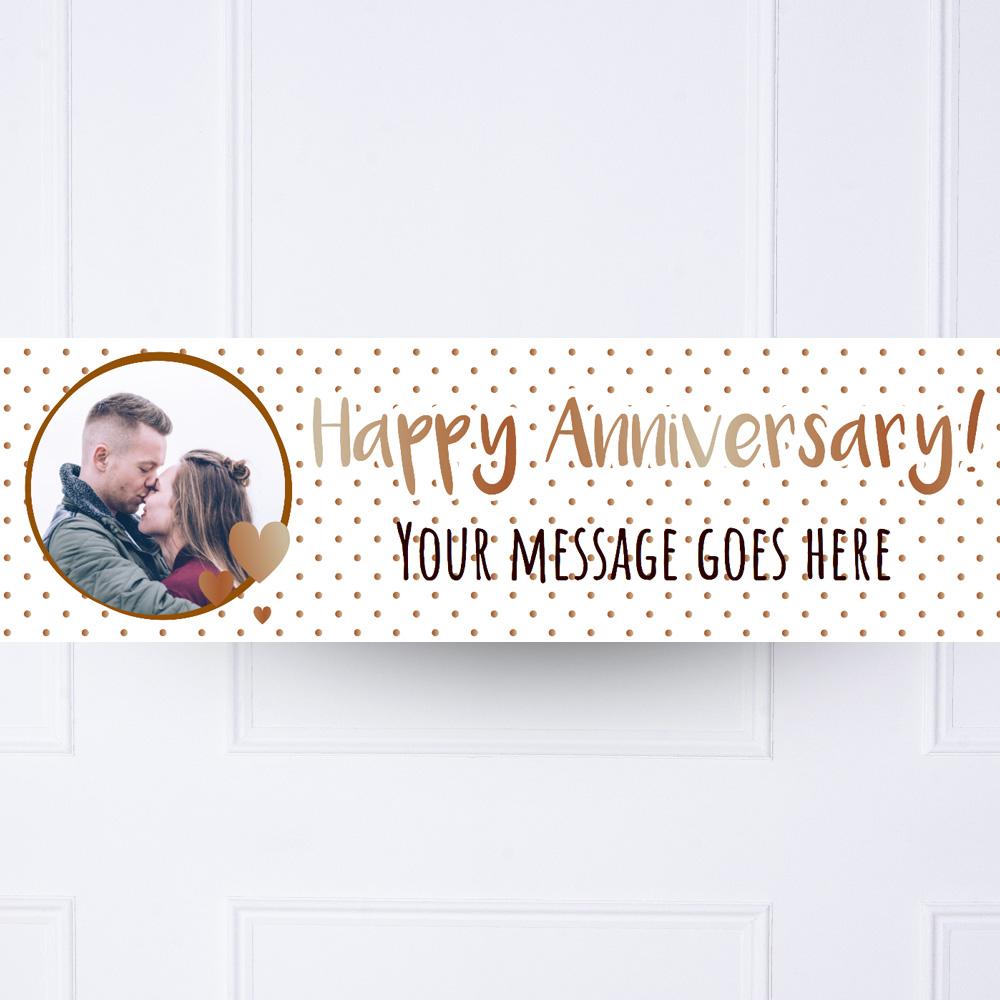 Click to view product details and reviews for Rose Gold Dots Anniversary Personalised Party Banner.