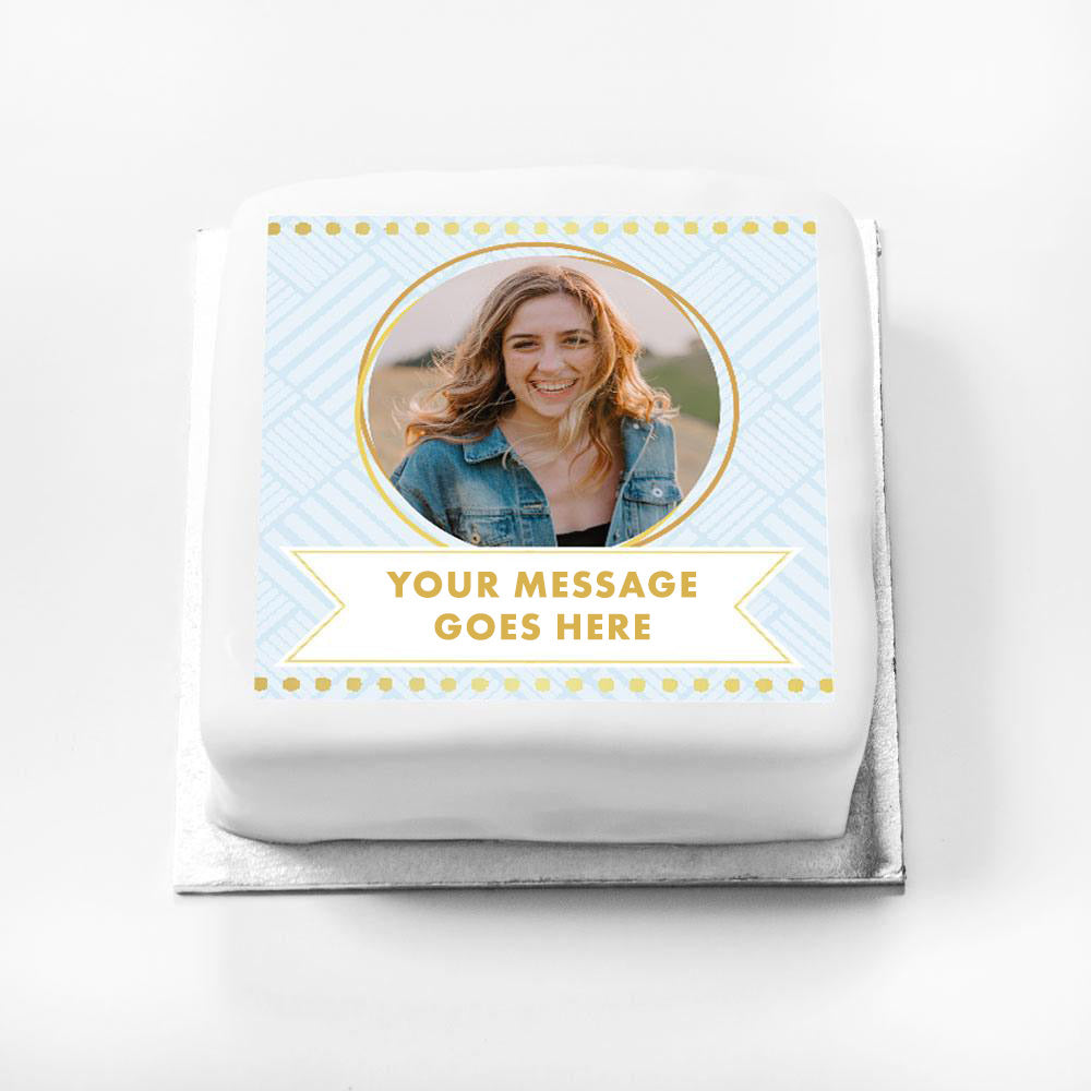 Click to view product details and reviews for Personalised Message Gift Cake – Blue Pastel.