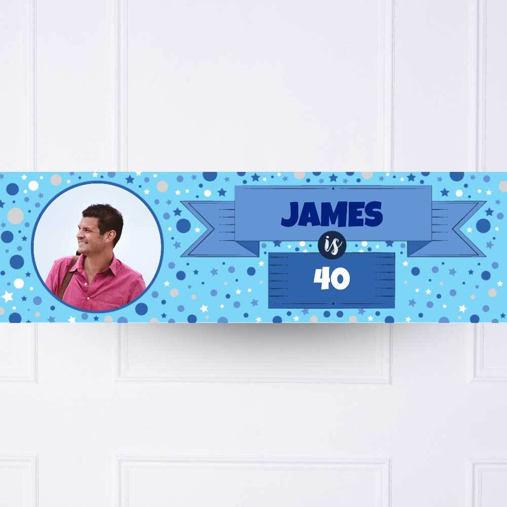 Click to view product details and reviews for Blue Age Personalised Party Banner.