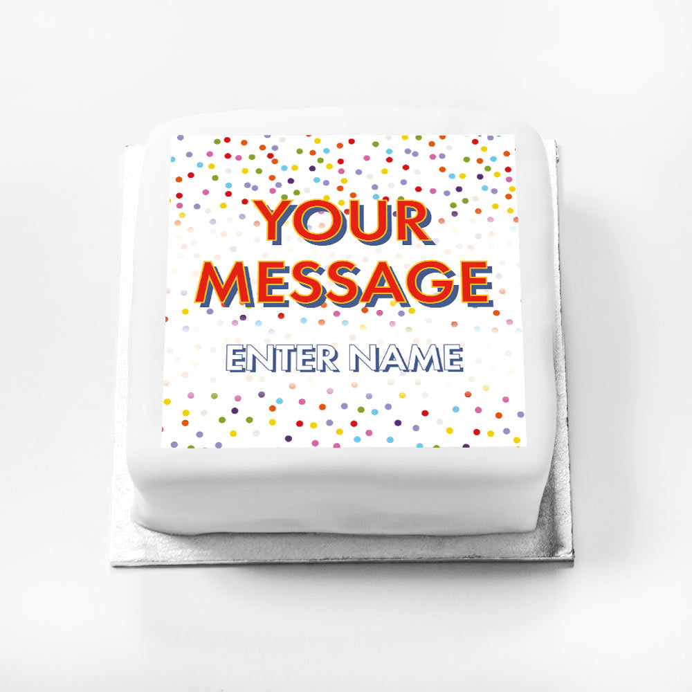 Click to view product details and reviews for Personalised Message Gift Cake – Bright Dots.