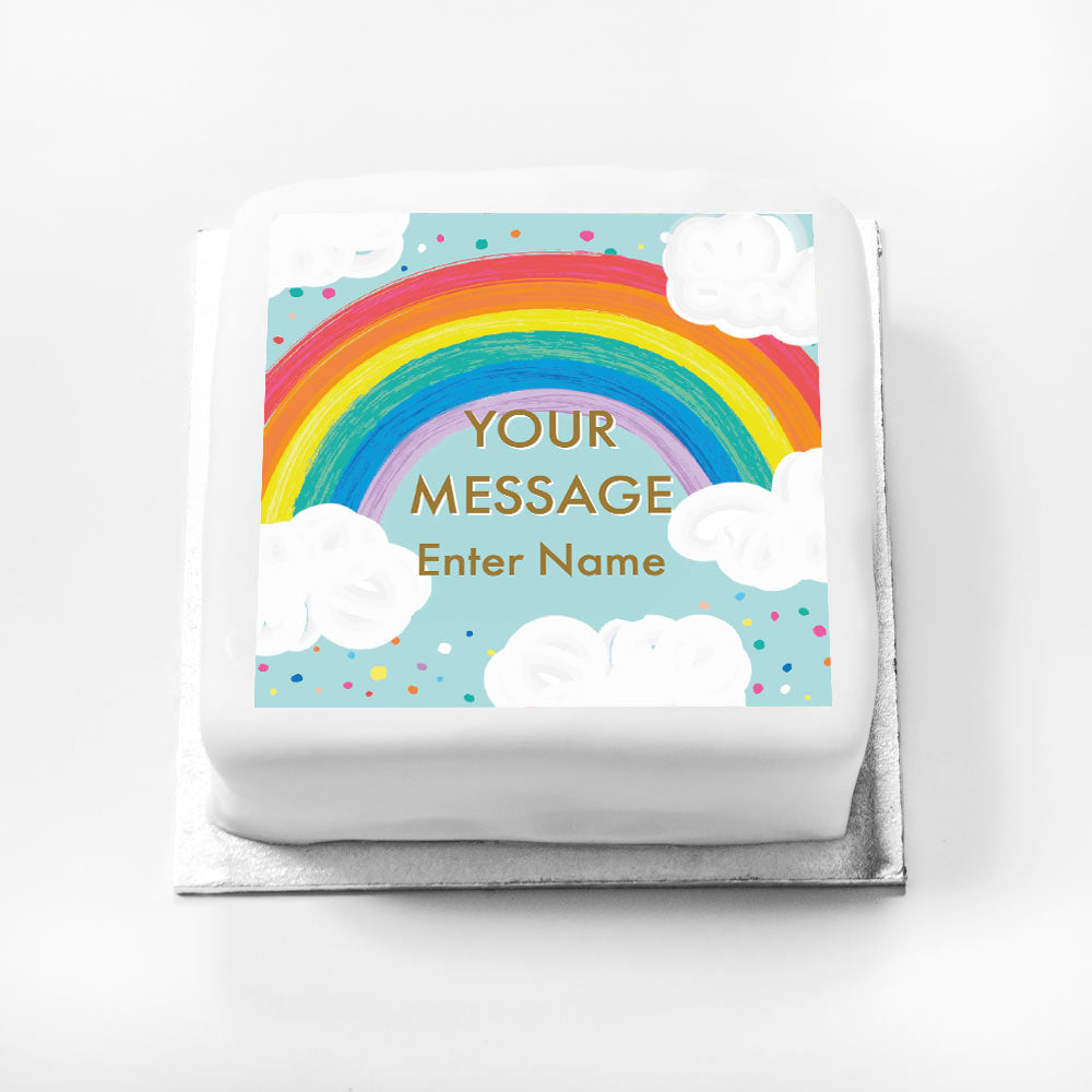Click to view product details and reviews for Personalised Message Gift Cake – Rainbow Blue.