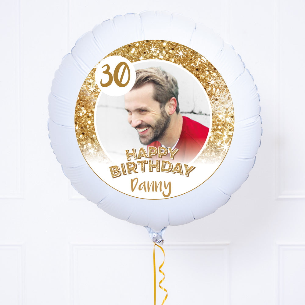 Click to view product details and reviews for Personalised Photo Balloon Any Age Birthday White Lustre.